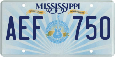 MS license plate AEF750
