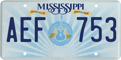 MS license plate AEF753