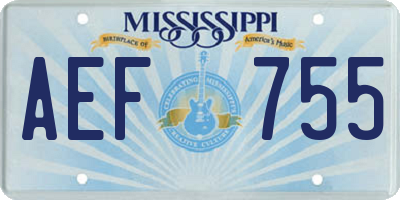 MS license plate AEF755