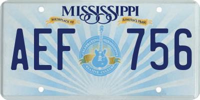 MS license plate AEF756