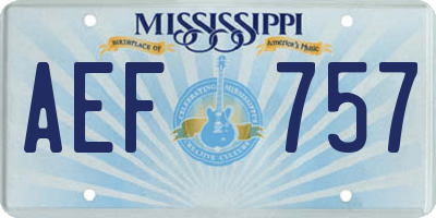 MS license plate AEF757