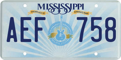 MS license plate AEF758