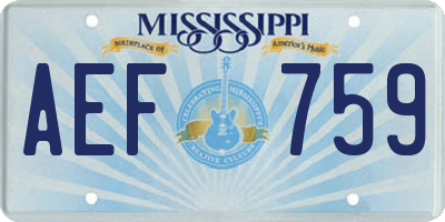 MS license plate AEF759