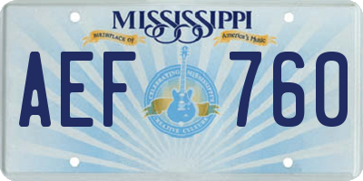 MS license plate AEF760