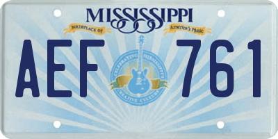 MS license plate AEF761