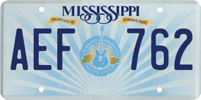 MS license plate AEF762