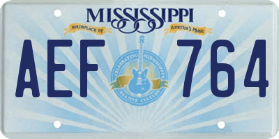 MS license plate AEF764