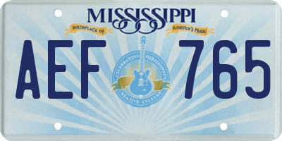 MS license plate AEF765