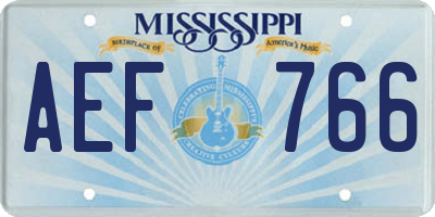 MS license plate AEF766