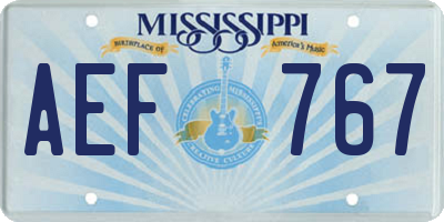 MS license plate AEF767