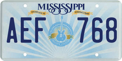 MS license plate AEF768