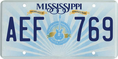 MS license plate AEF769