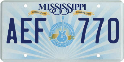 MS license plate AEF770