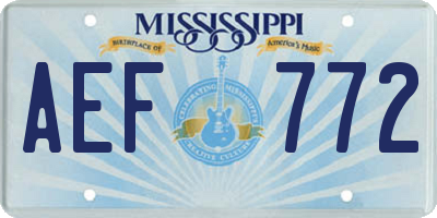MS license plate AEF772