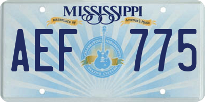 MS license plate AEF775