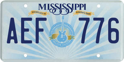 MS license plate AEF776