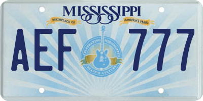 MS license plate AEF777