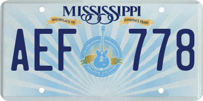 MS license plate AEF778