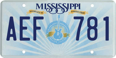 MS license plate AEF781