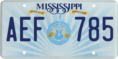 MS license plate AEF785