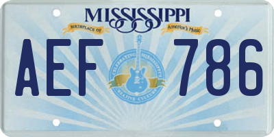 MS license plate AEF786
