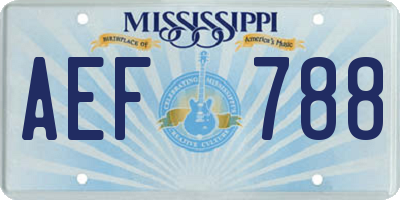 MS license plate AEF788