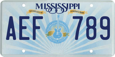 MS license plate AEF789