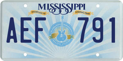 MS license plate AEF791