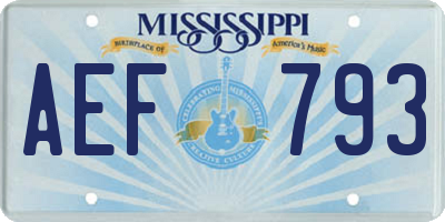 MS license plate AEF793