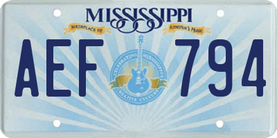 MS license plate AEF794