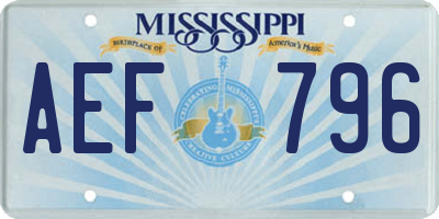 MS license plate AEF796