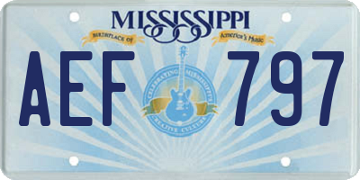 MS license plate AEF797