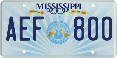 MS license plate AEF800