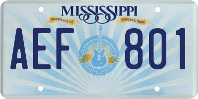 MS license plate AEF801