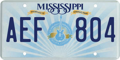 MS license plate AEF804