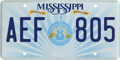 MS license plate AEF805