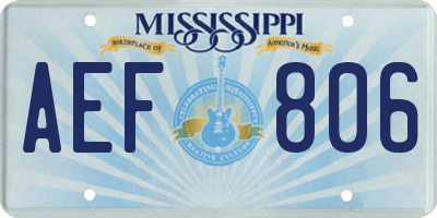 MS license plate AEF806