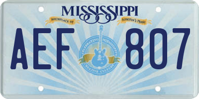 MS license plate AEF807
