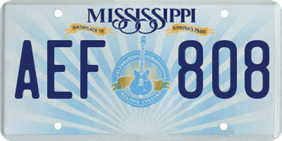 MS license plate AEF808