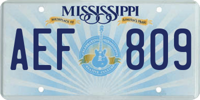 MS license plate AEF809