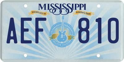 MS license plate AEF810