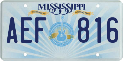 MS license plate AEF816