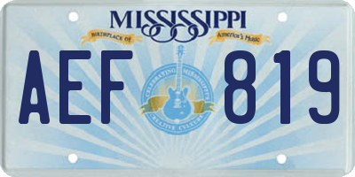 MS license plate AEF819