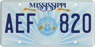 MS license plate AEF820