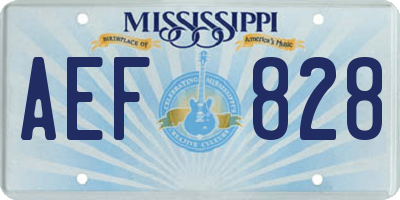 MS license plate AEF828