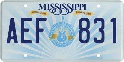 MS license plate AEF831