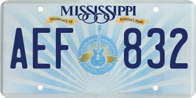 MS license plate AEF832