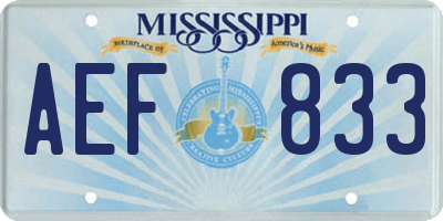 MS license plate AEF833