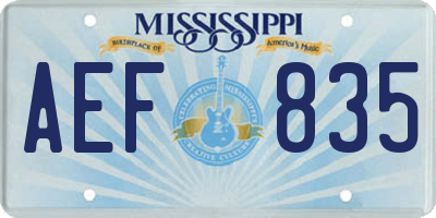 MS license plate AEF835