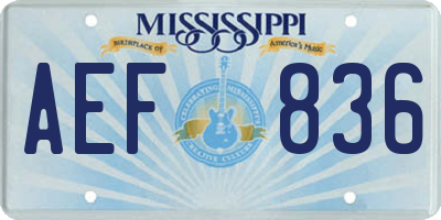MS license plate AEF836